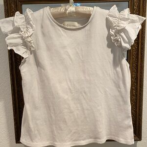 Anthropologie Cream Ribbed Top
